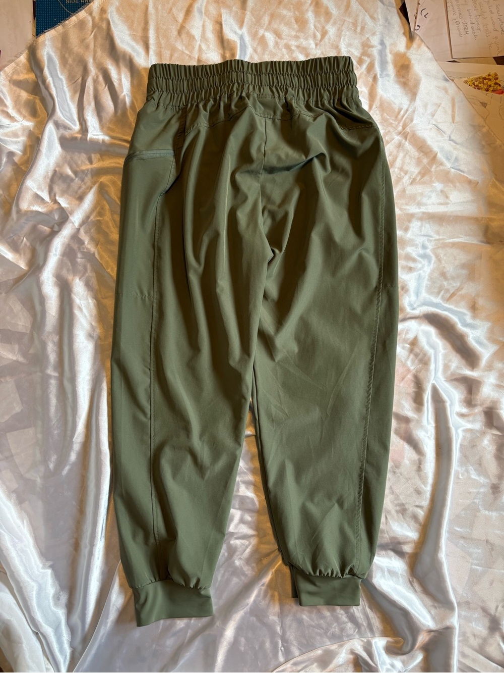 Olive Drawstring Track Joggers for Women - Picture 4 of 5